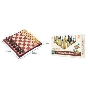 Магнитные шахматы, шашки. Magnetic Folding Peach wood Chess and Checker 31x31 фото