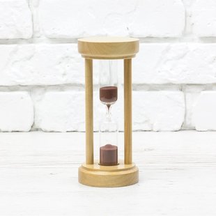 Часы песочные 5 мин. | песок коричневый, натуральный, круглая основа 300579 фото