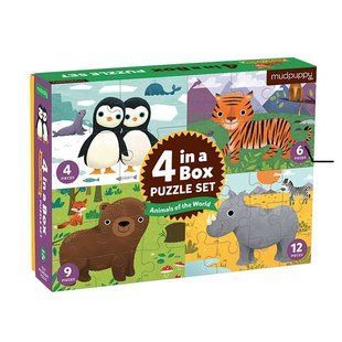 4 пазли в коробці Animals of the World(на 4, 6, 9, 12 елементів) фото