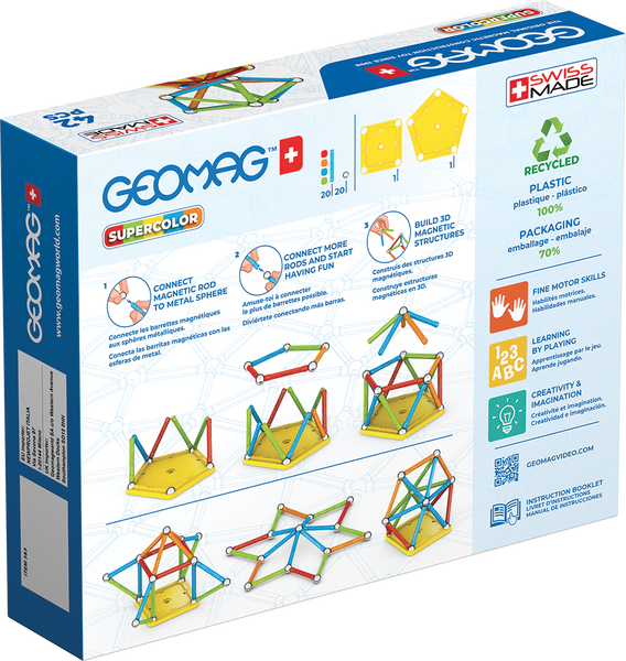 Geomag Supercolor 42 деталі | Магнітний конструктор Геомаг 383 фото