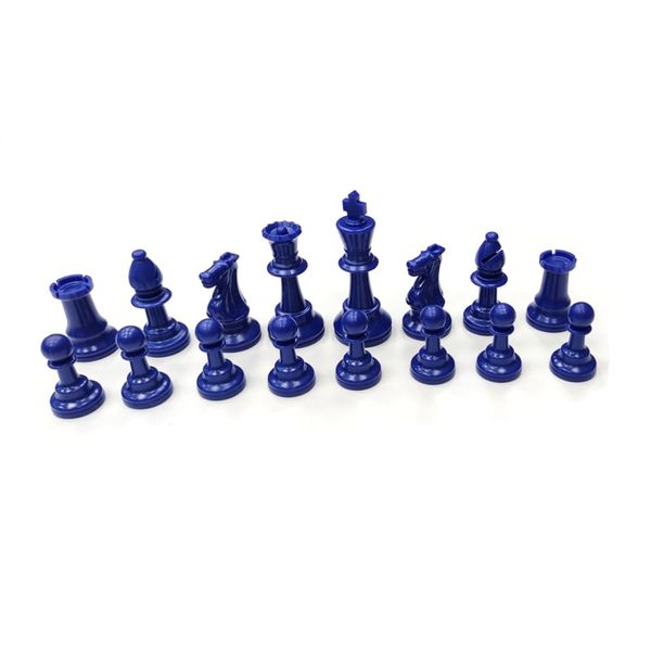 Шахматный набор: доска сине-бежевая, мешочек, фигуры без утяжелителя бело-синие E685 фото