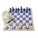 Шахматный набор: доска сине-бежевая, мешочек, фигуры без утяжелителя бело-синие E685 фото 1