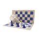 Шахматный набор: доска сине-бежевая, мешочек, фигуры без утяжелителя бело-синие E685 фото 2