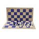Шахматный набор: доска сине-бежевая, мешочек, фигуры без утяжелителя бело-синие E685 фото 9