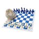 Шаховий набір: дошка, фігури легкі, мішечок для зберігання біло-блакитні old E682 фото 4