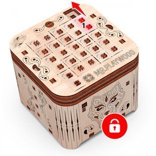 Дерев'яний конструктор Шкатулка Таємниця Тигра механічна 3D-модель 89 деталей фото
