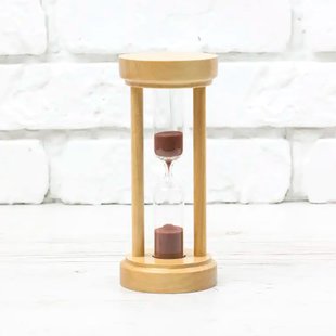 Часы песочные 10 мин | песок коричневый, натуральный, круглая основа 300583 фото
