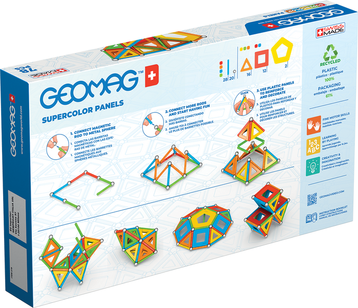 Geomag Supercolor Panels 78 деталей | Магнитный конструктор Геомаг 379 фото