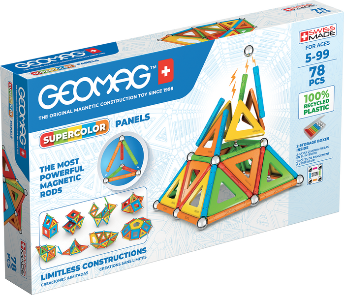 Geomag Supercolor Panels 78 деталей | Магнітний конструктор Геомаг 379 фото